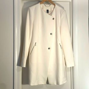 White House Black Market Cream Long Buttoned Coat